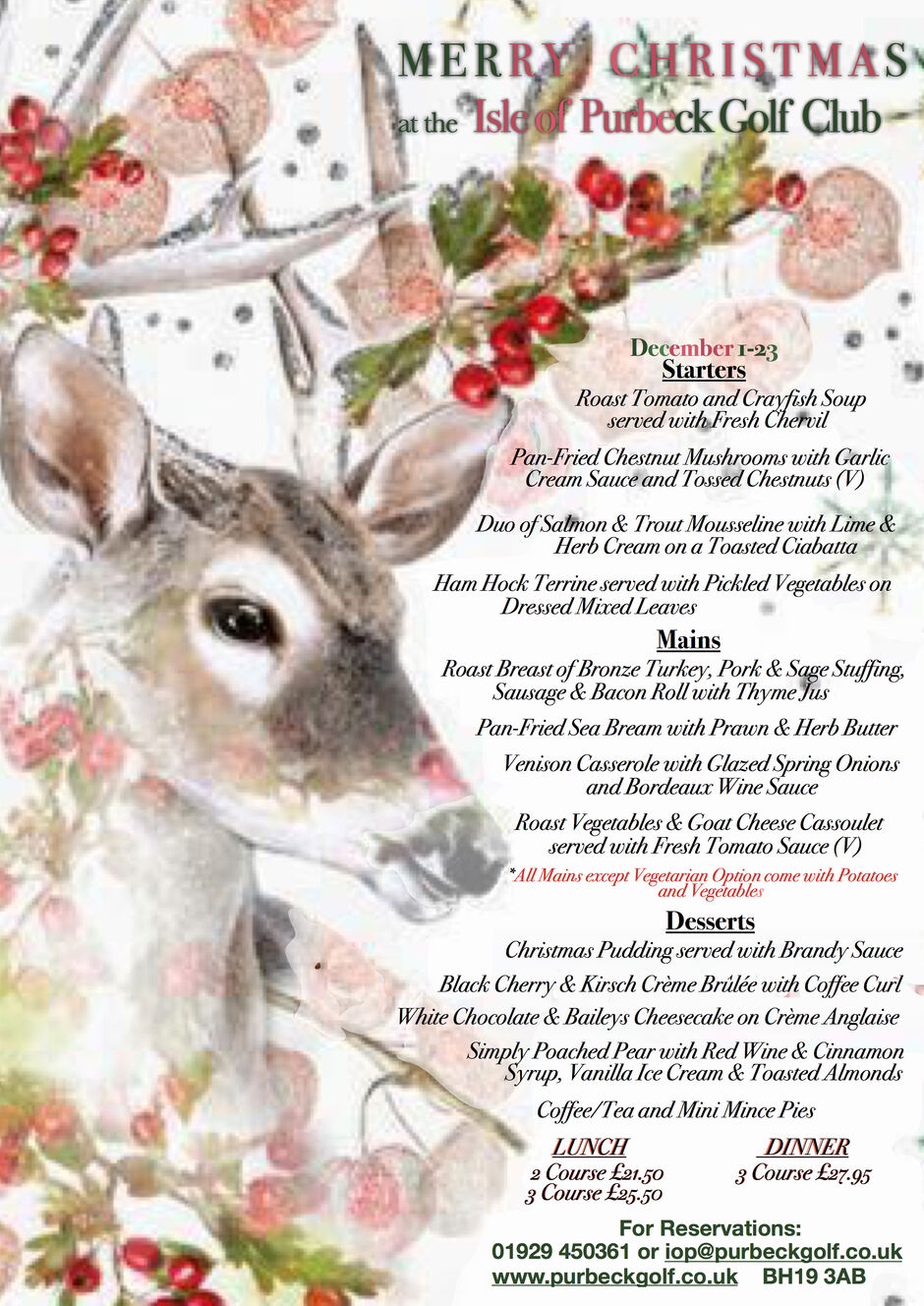 Christmas Menu 2019 :: Isle of Purbeck Golf Club